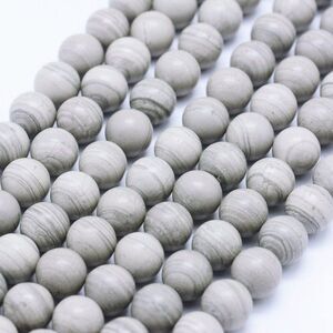 8MM Silver Line‎ Jasper Beads-ONE Gemstone Bead Strand-Jewelry Making Crafts NWT